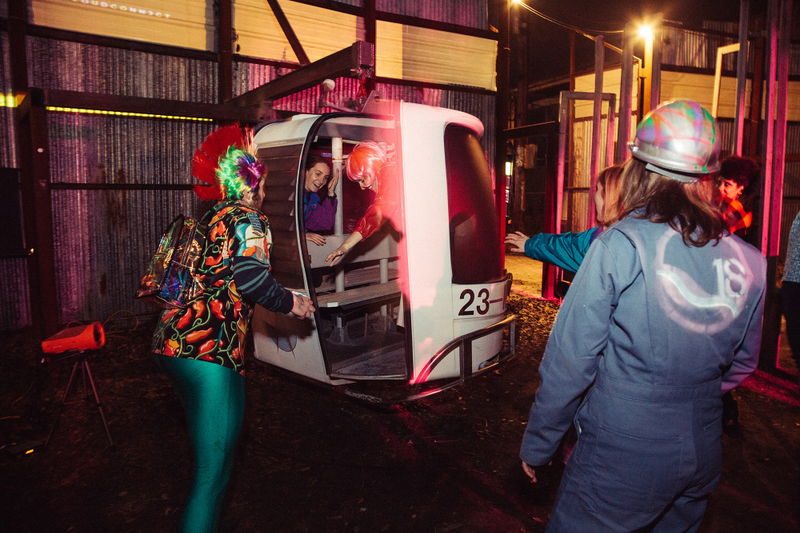 The party themed “The World’s Unfair” was a loving parody of the first World’s Fair to go bankrupt over the course of its run — the 1984 World’s Fair in New Orleans. Partygoers feasting on a mix of nostalgia and mockery could board an original gondola car from the $10 million World’s Fair ride that infamously broke down over the Mississippi with the city’s Archbishop on board. Photo: Akasha Rabut.